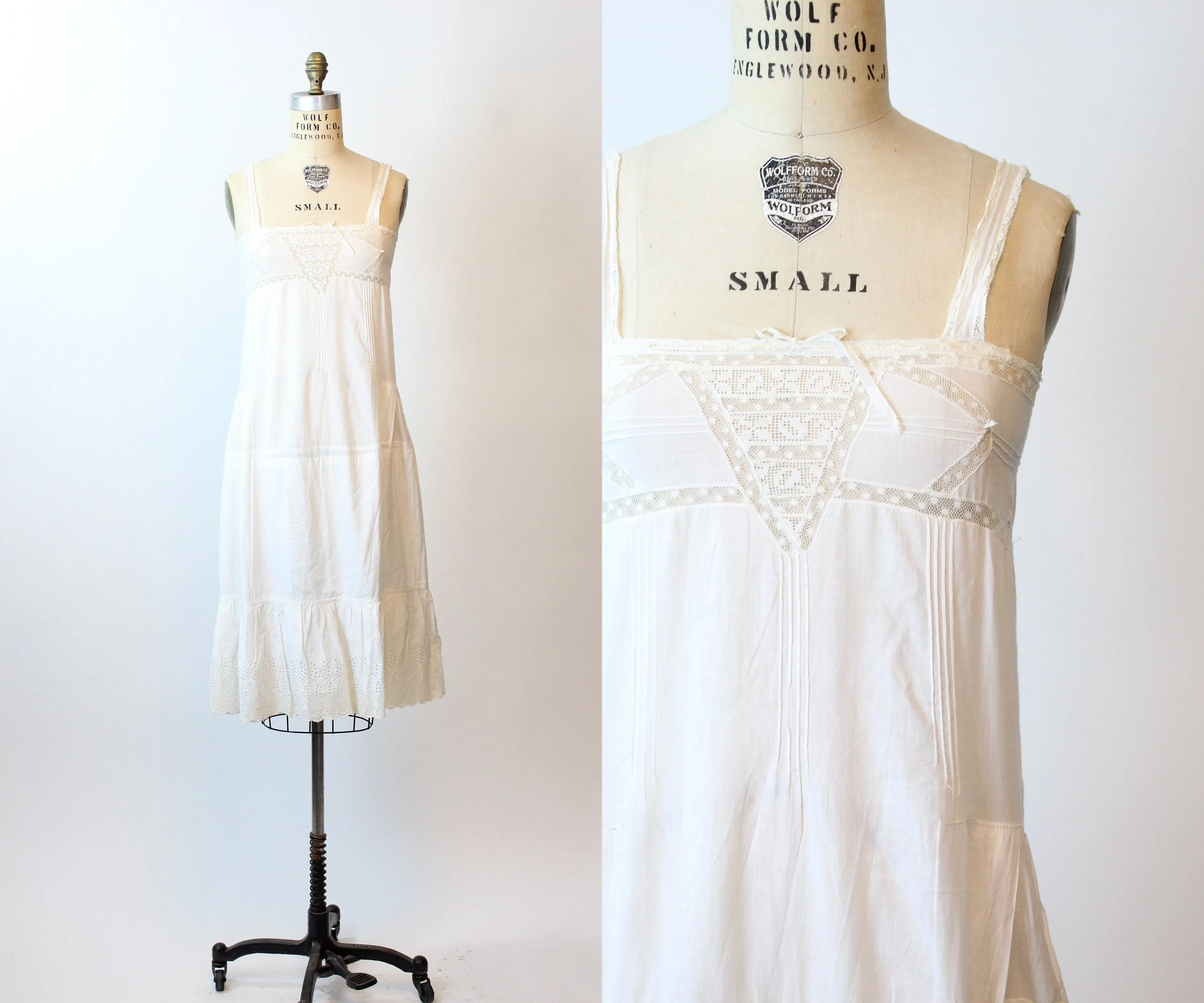 1910 EDWARDIAN cotton lingerie dress  xs small | new spring summer