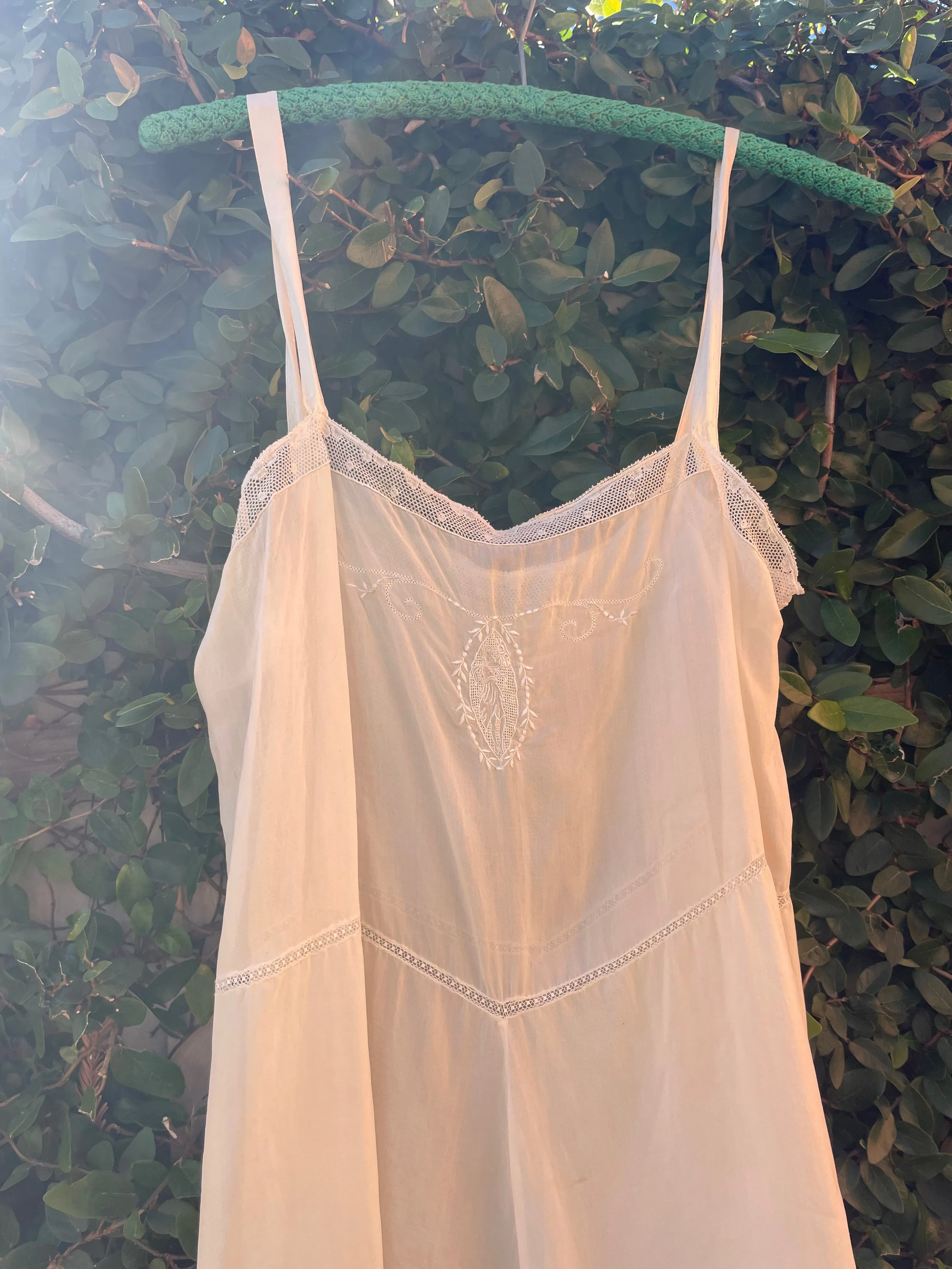 1920s Embroidered Silk Step In Romper