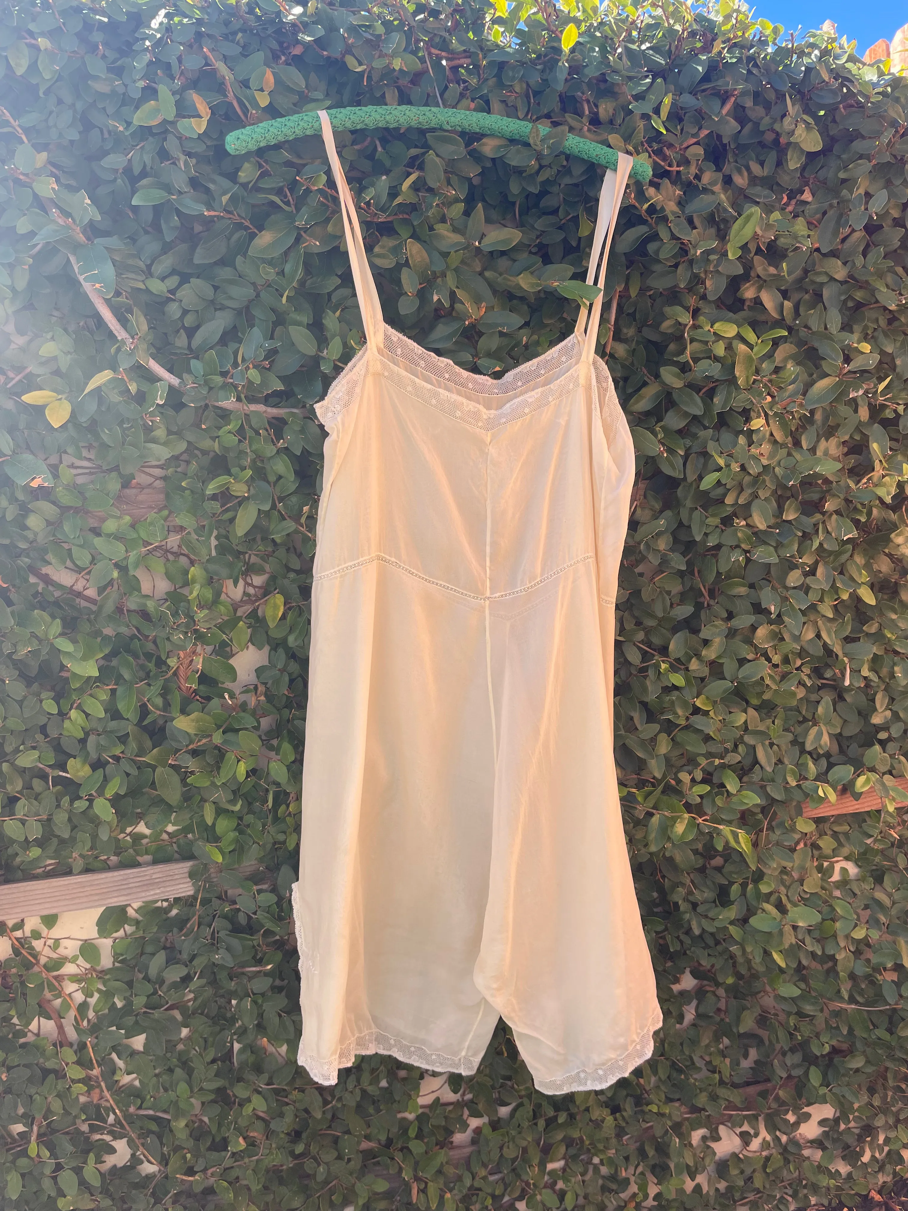 1920s Embroidered Silk Step In Romper