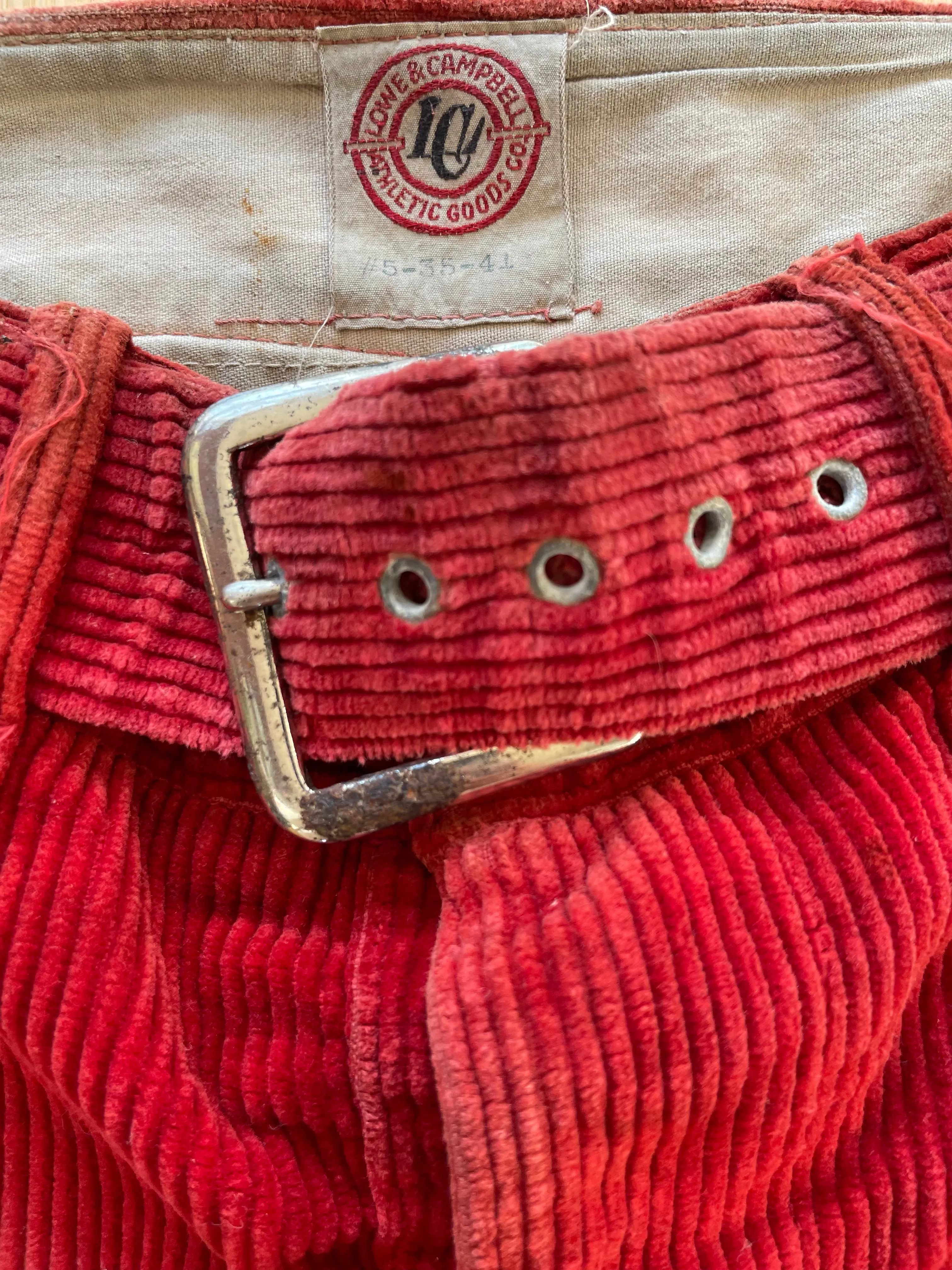 1940s Burgundy Wide Wale Corduroy Athletic Shorts