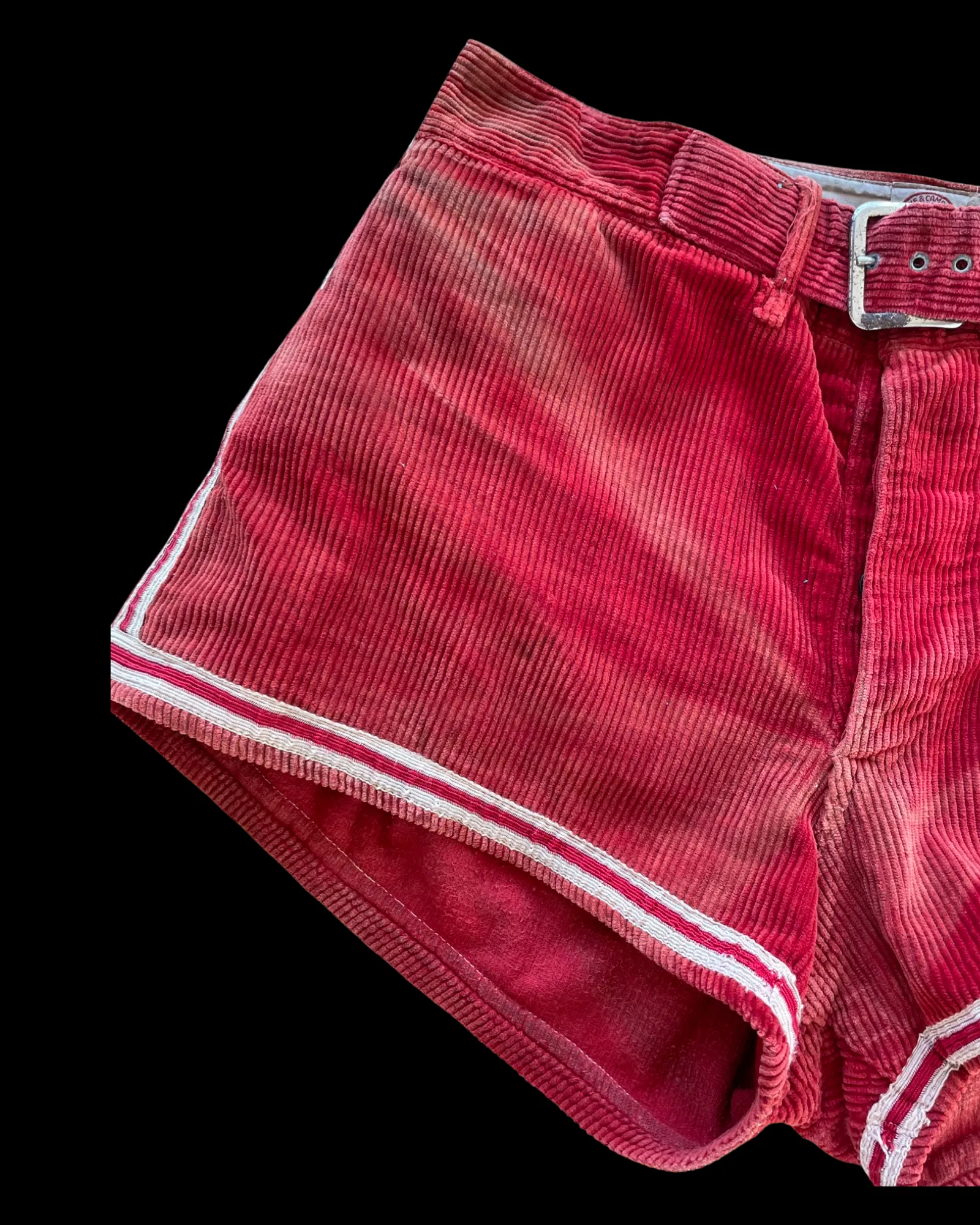 1940s Burgundy Wide Wale Corduroy Athletic Shorts