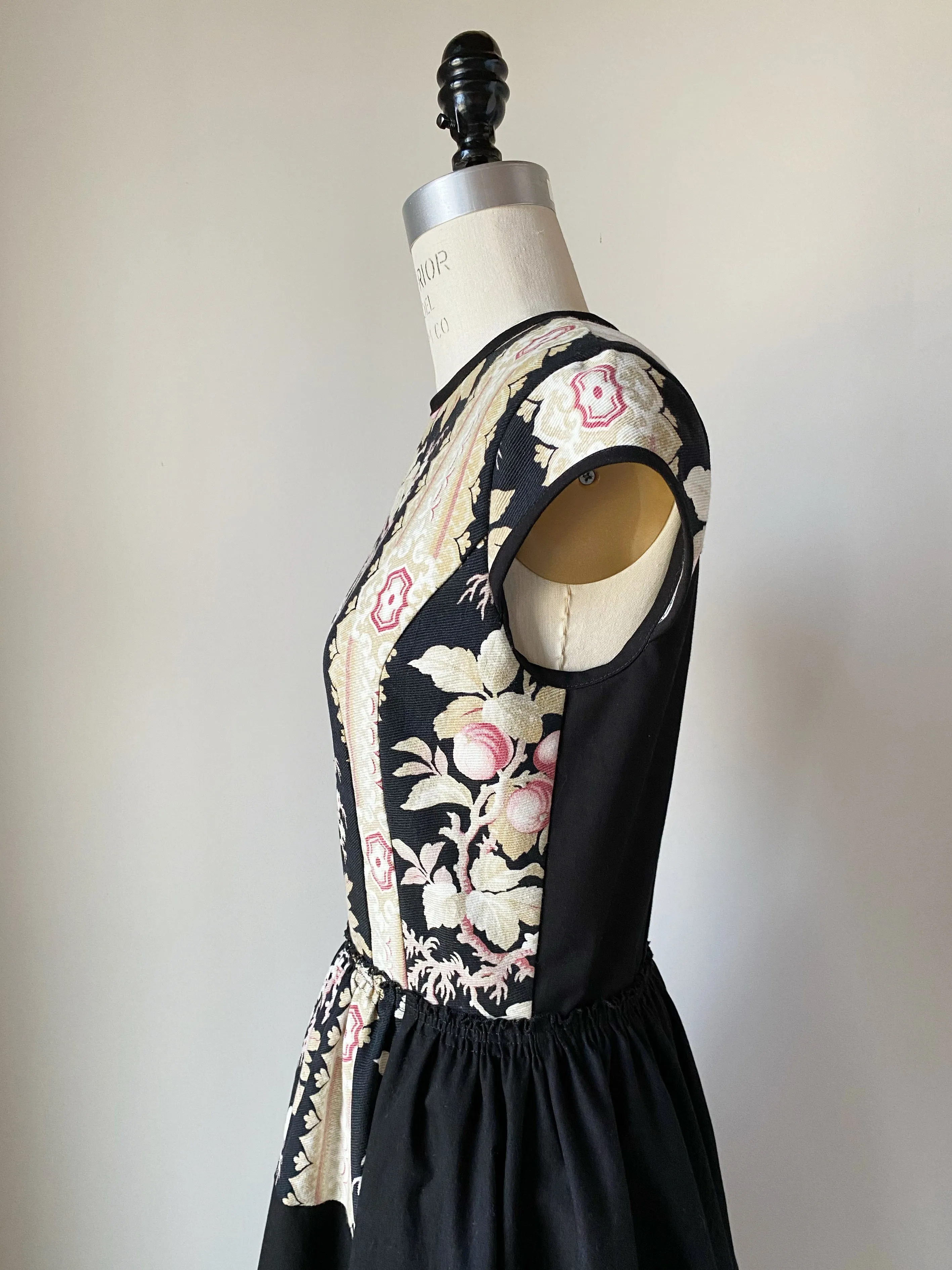 19th century floral stripe patched lillian dress s,m