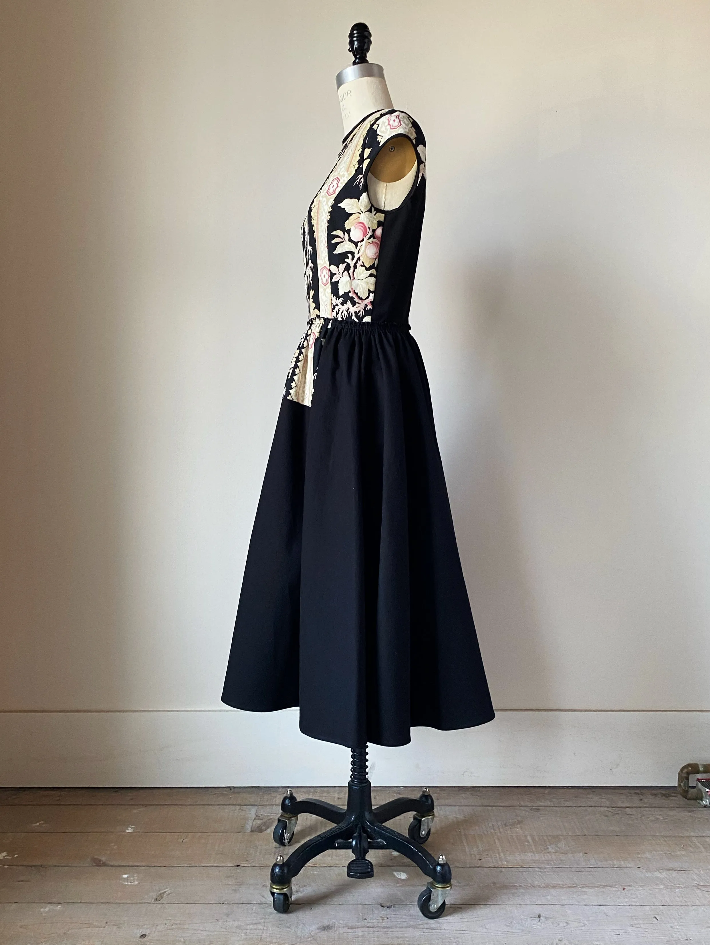 19th century floral stripe patched lillian dress s,m