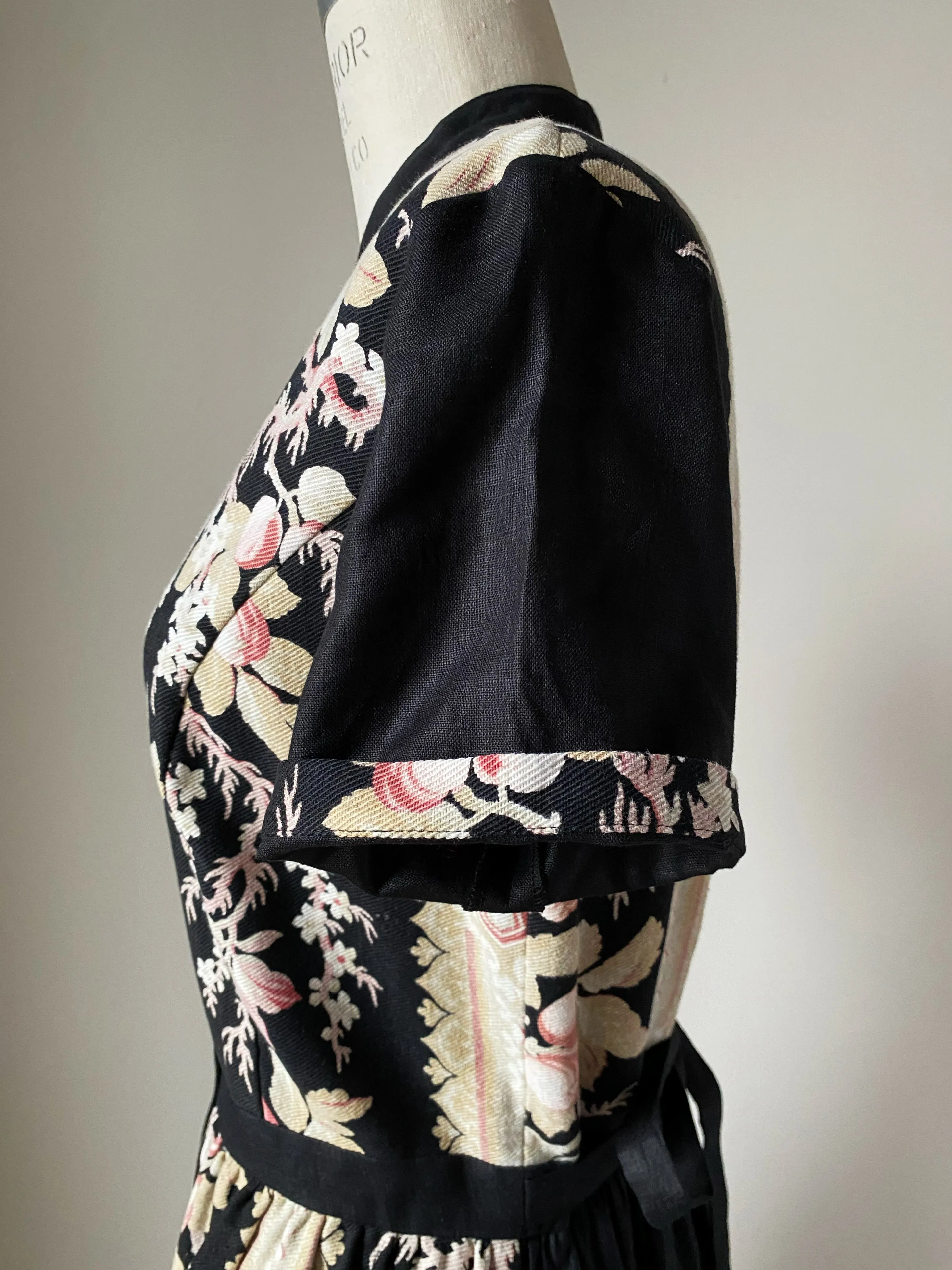 19th century floral stripe patched tiered dress xs,s,m,l