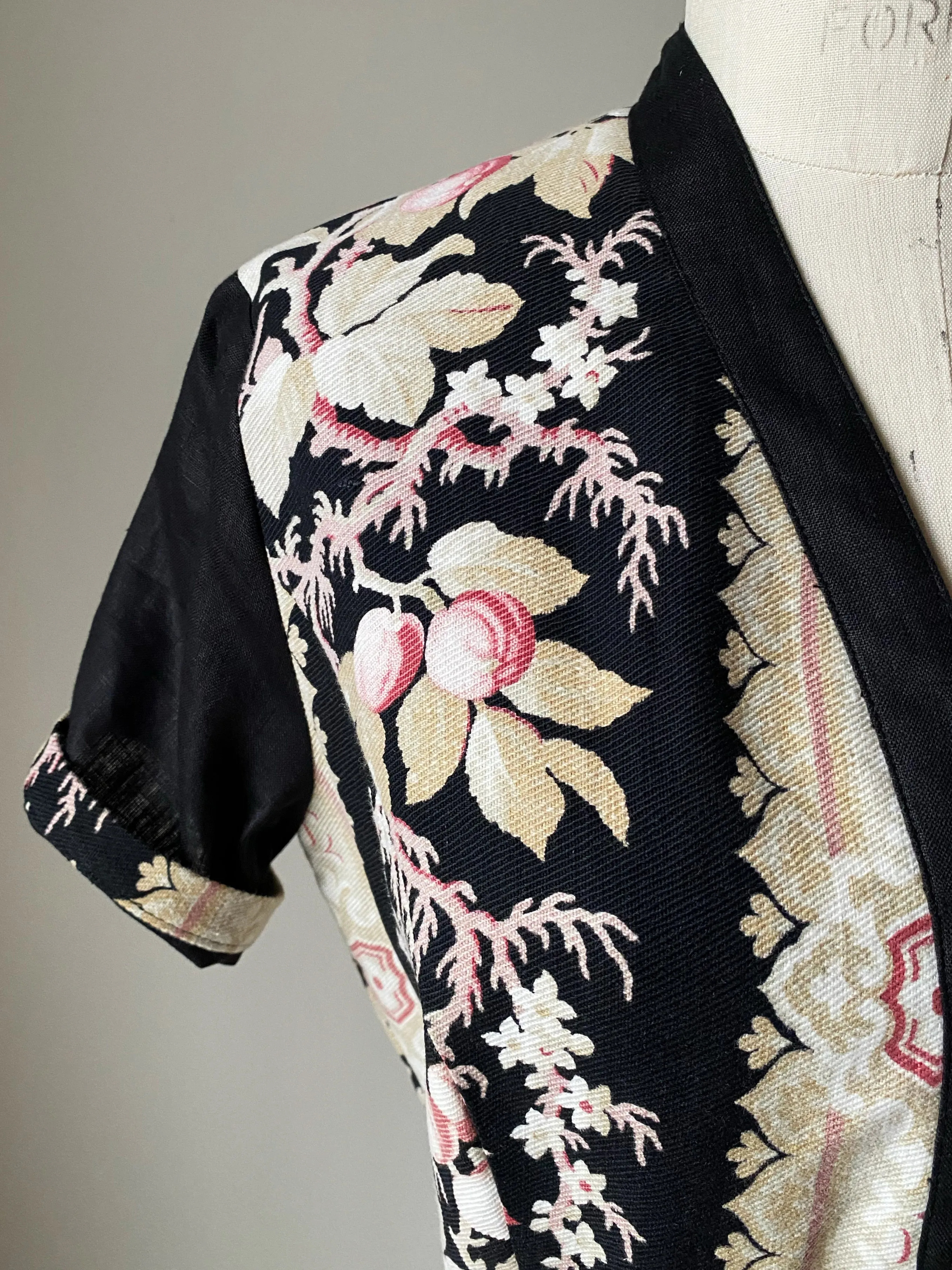 19th century floral stripe patched tiered dress xs,s,m,l