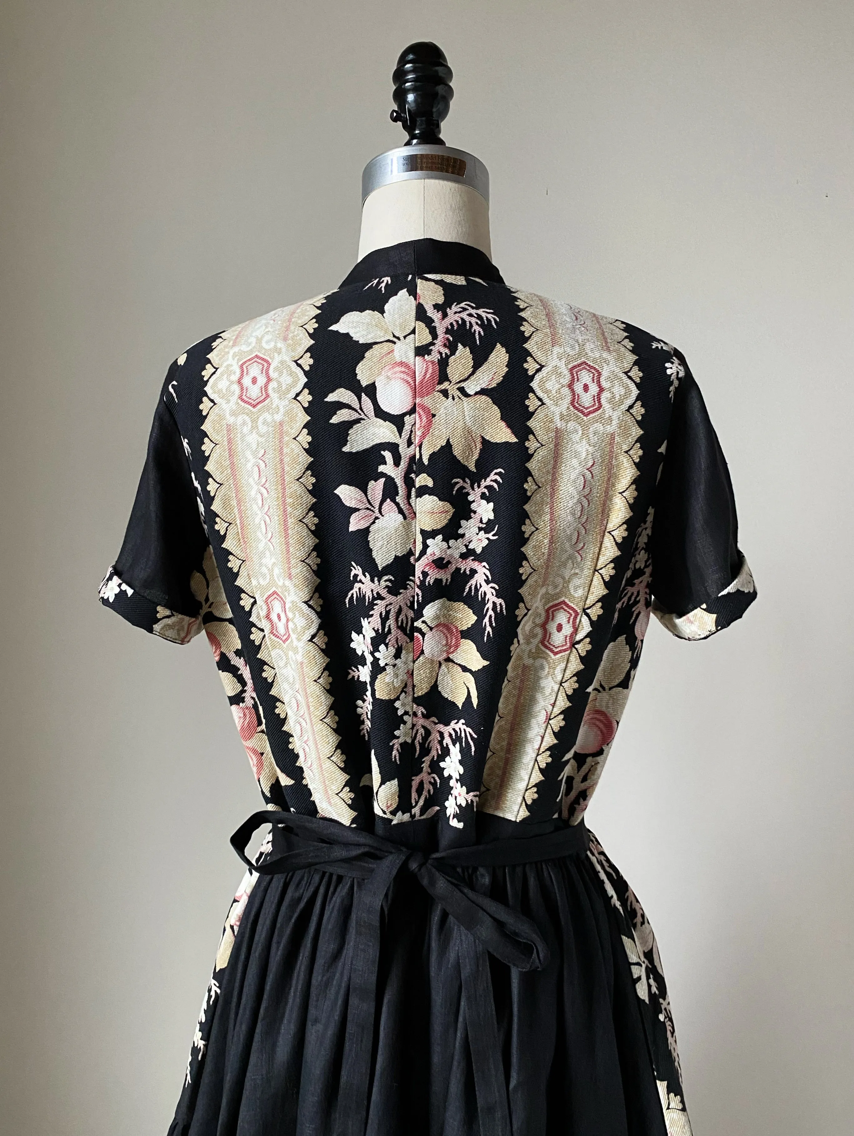 19th century floral stripe patched tiered dress xs,s,m,l