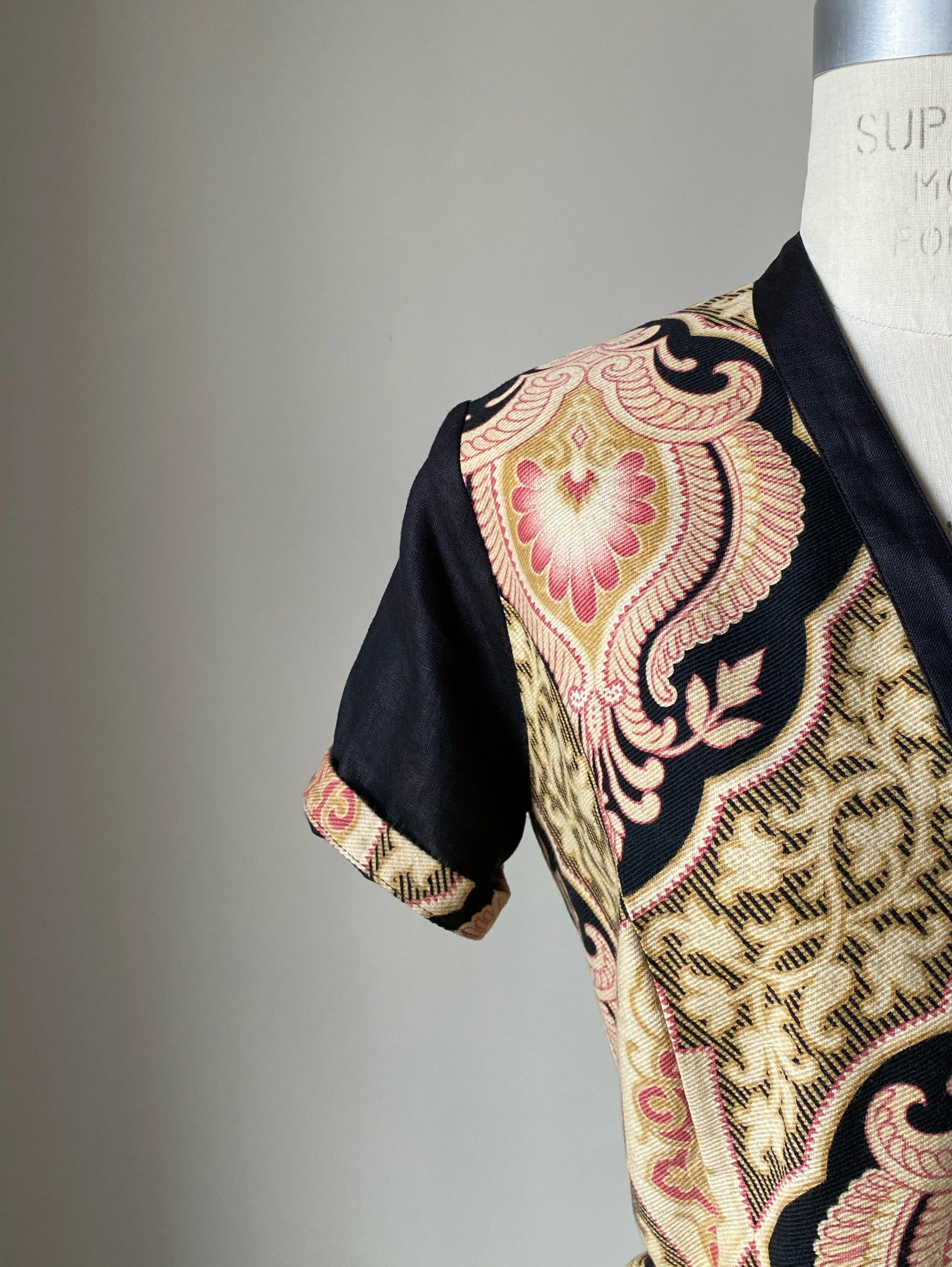 19th century medallion print patched tiered dress s,m,l