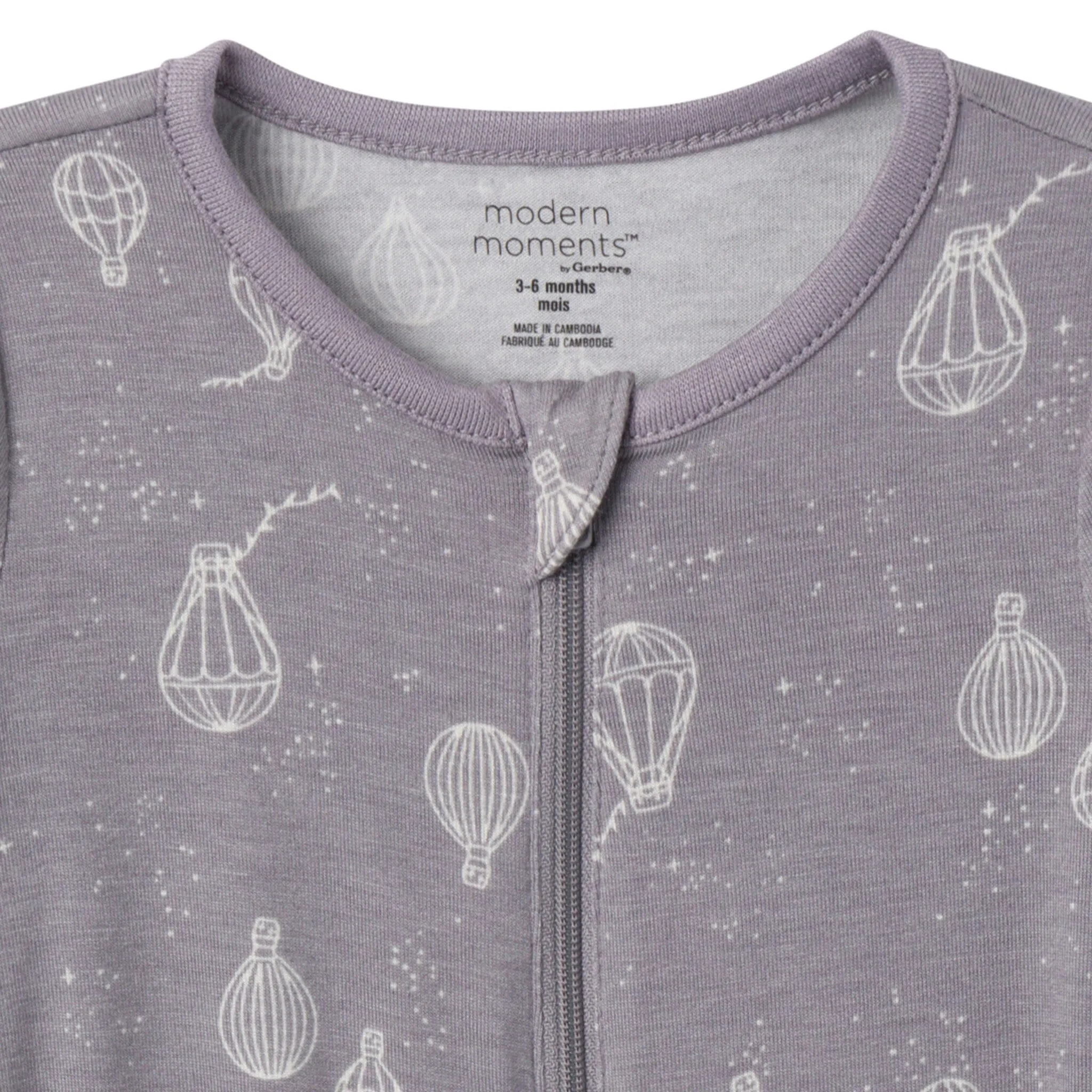 2-Pack Baby Neutral Hot Air Balloon Zip Front Rompers