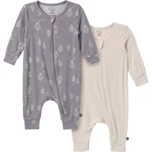 2-Pack Baby Neutral Hot Air Balloon Zip Front Rompers