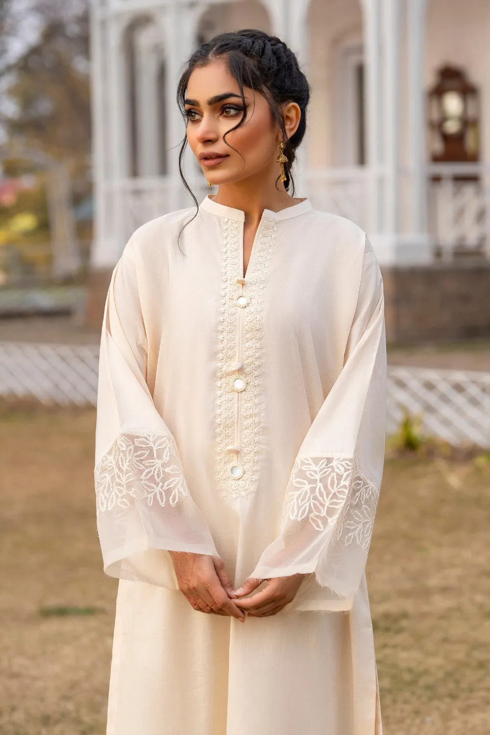 2 PC Unstitched | Embroidered Lawn Shirt   Trouser