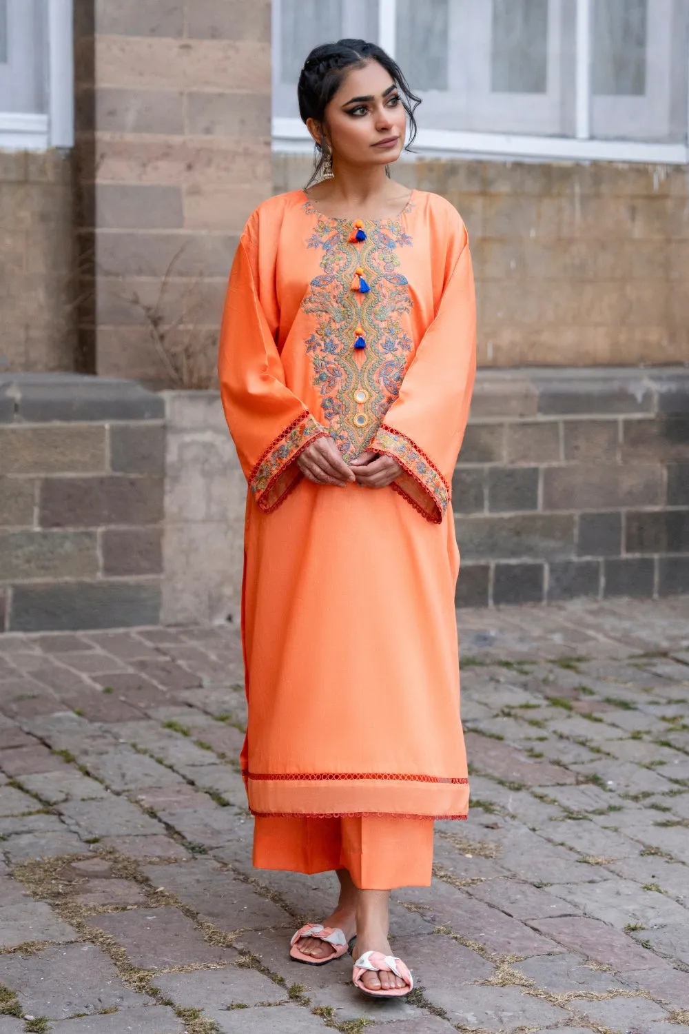2 PC Unstitched | Embroidered Lawn Shirt   Trouser
