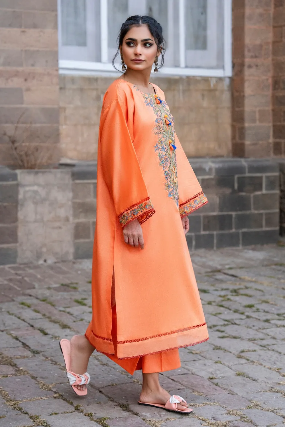 2 PC Unstitched | Embroidered Lawn Shirt   Trouser