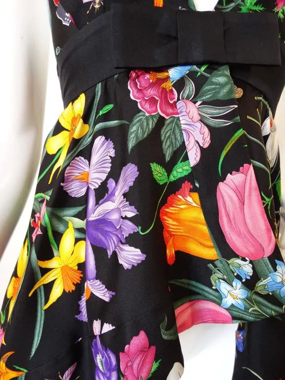 2000s Gucci Flora Silk Halter Blouse