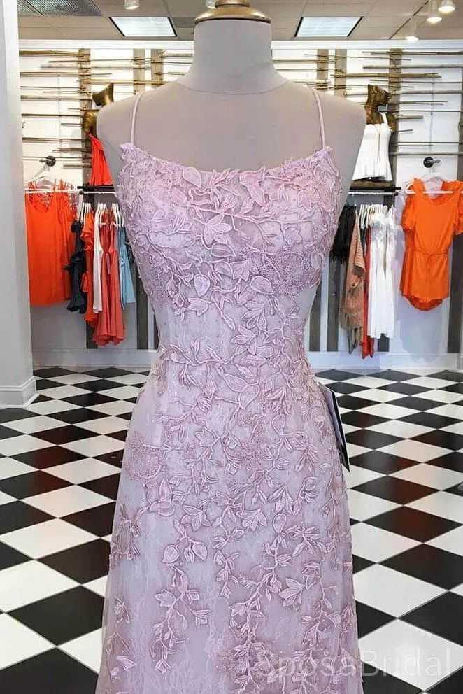 2021 Modest Spaghetti Strap Lace Mermaid Long Prom Dresses, Backless Formal Party Evening Dress, PD1270