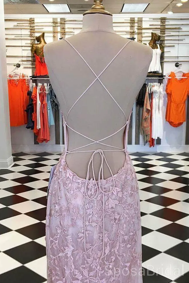 2021 Modest Spaghetti Strap Lace Mermaid Long Prom Dresses, Backless Formal Party Evening Dress, PD1270