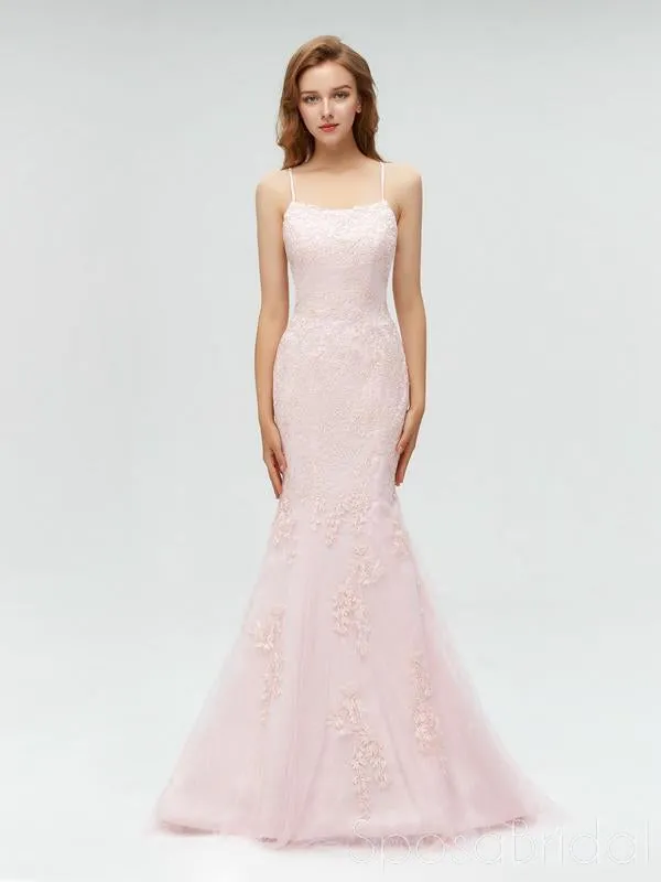 2021 Modest Spaghetti Strap Lace Mermaid Long Prom Dresses, Backless Formal Party Evening Dress, PD1270