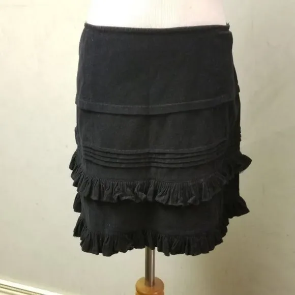 $275 Jill Stuart black corduroy mini skirt women's size 2 (261)