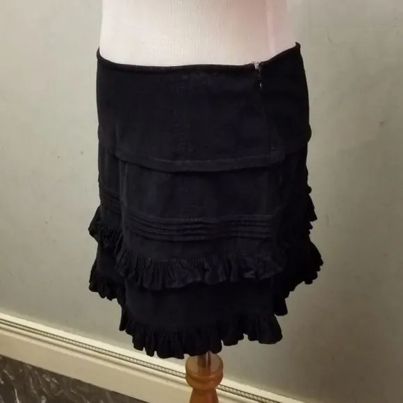 $275 Jill Stuart black corduroy mini skirt women's size 2 (261)
