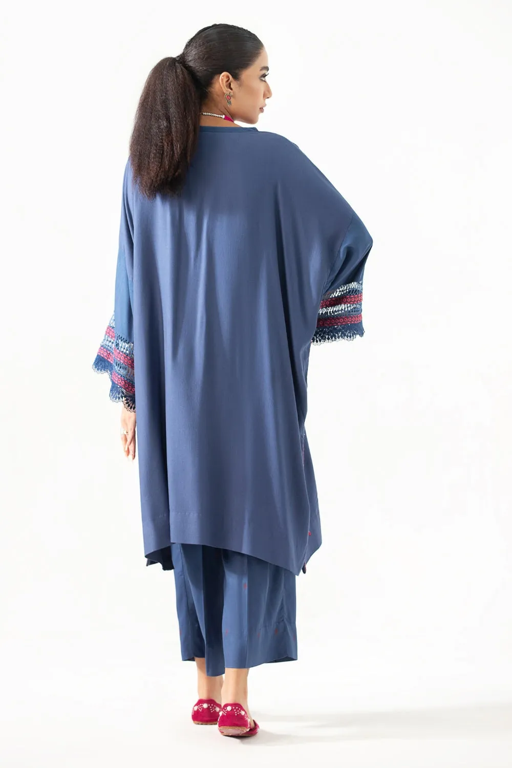 2PC Unstitched | Embroidered Crepe Linen Shirt   Trouser