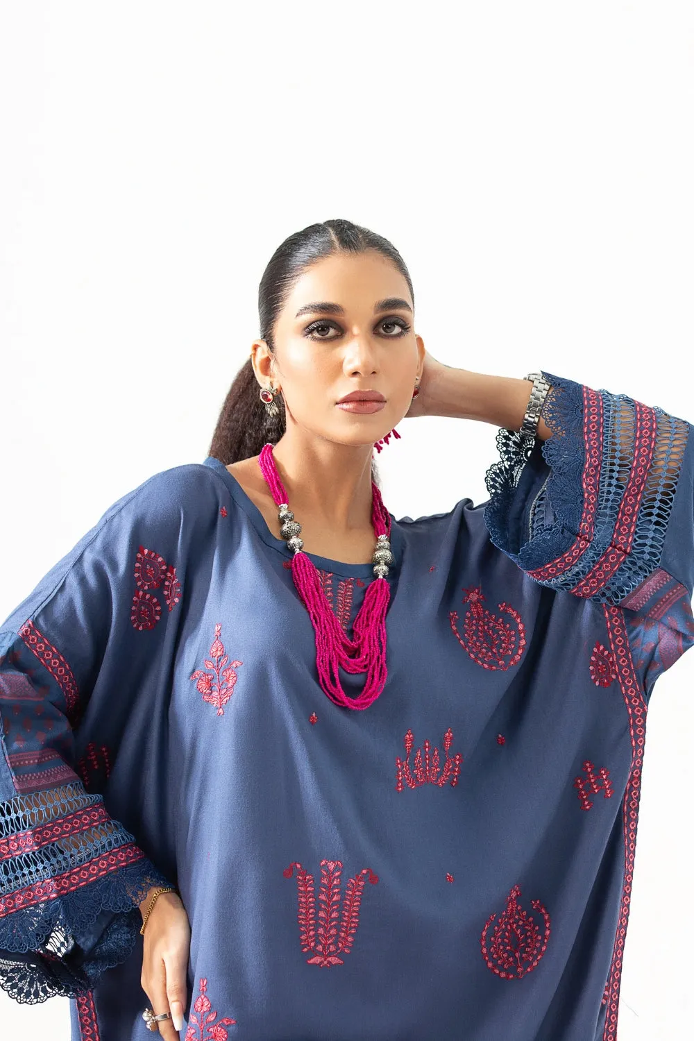 2PC Unstitched | Embroidered Crepe Linen Shirt   Trouser