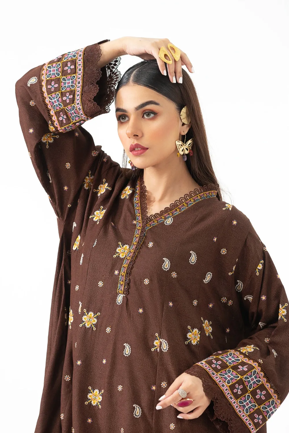 2PC Unstitched | Embroidered Karandi Shirt   Trouser