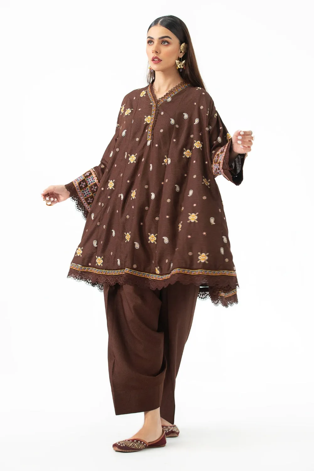 2PC Unstitched | Embroidered Karandi Shirt   Trouser