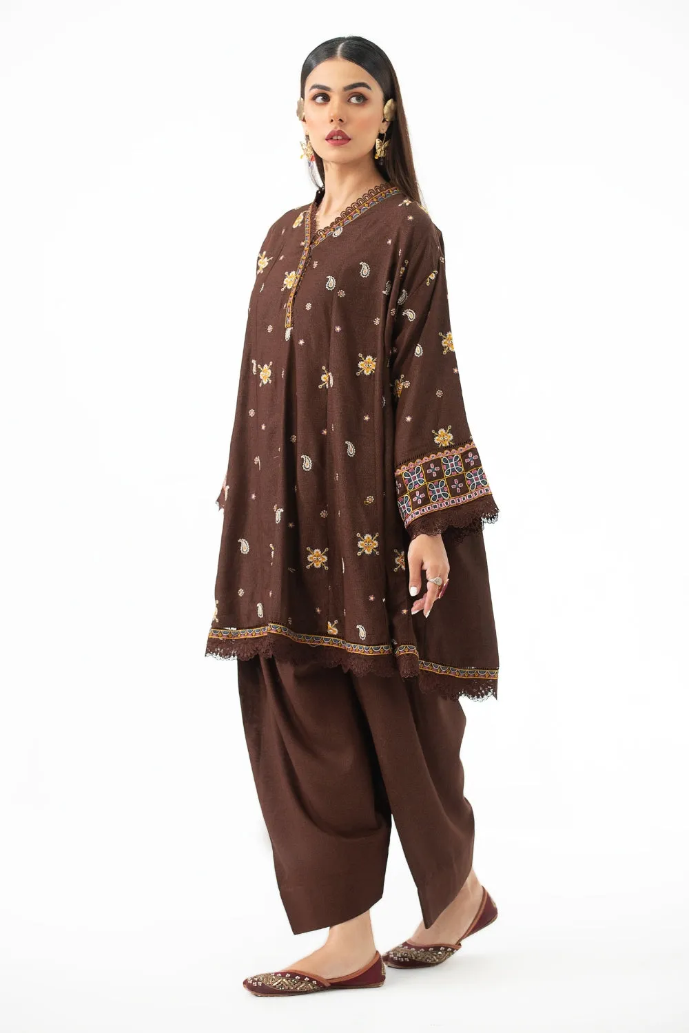 2PC Unstitched | Embroidered Karandi Shirt   Trouser