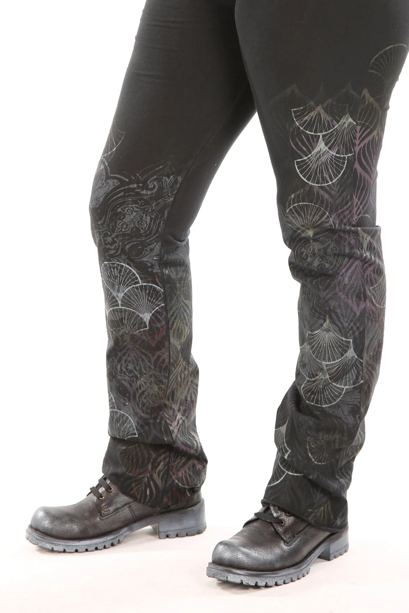 3176 Cotton/Hemp Slim Pant Fan Print-P
