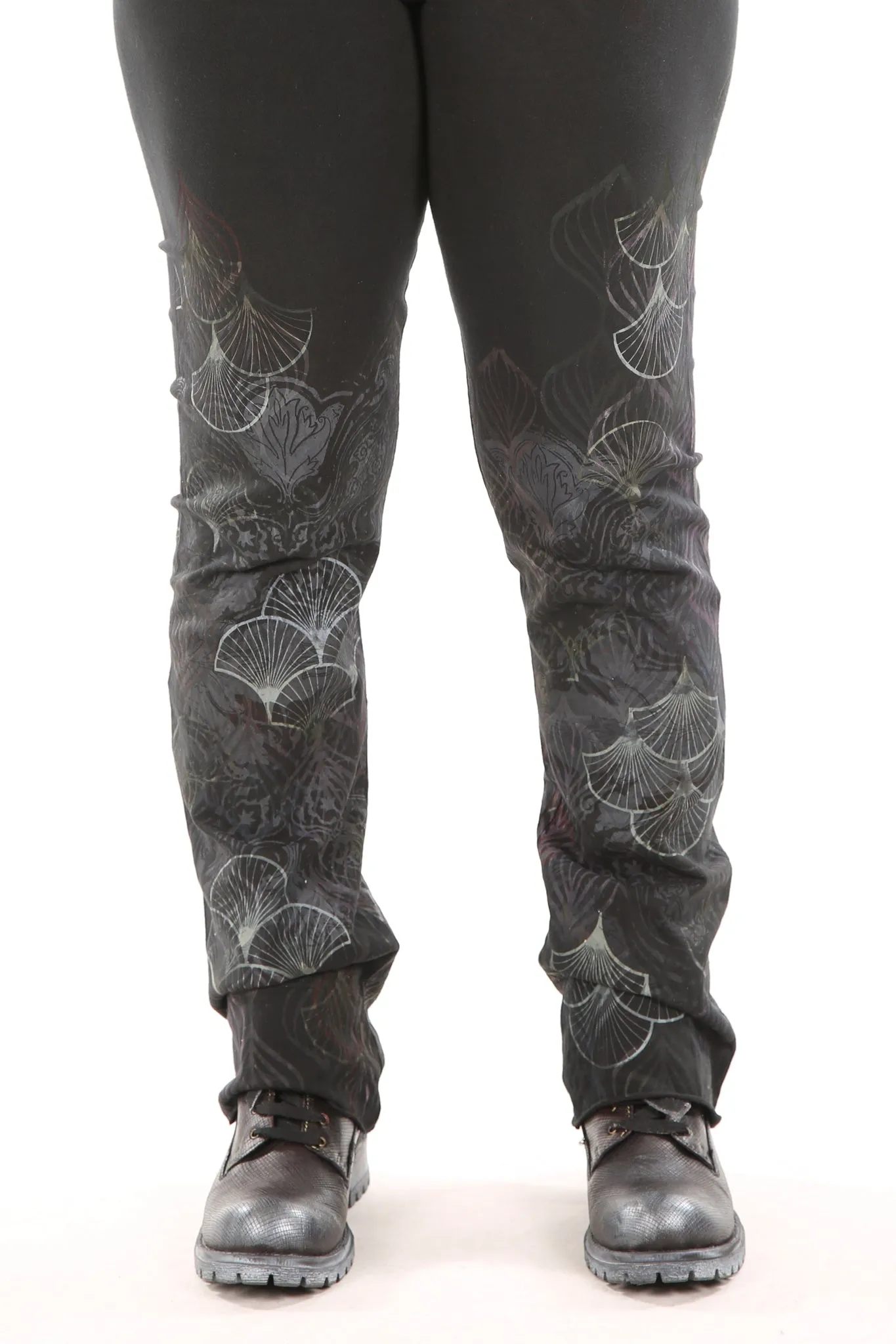 3176 Cotton/Hemp Slim Pant Fan Print-P