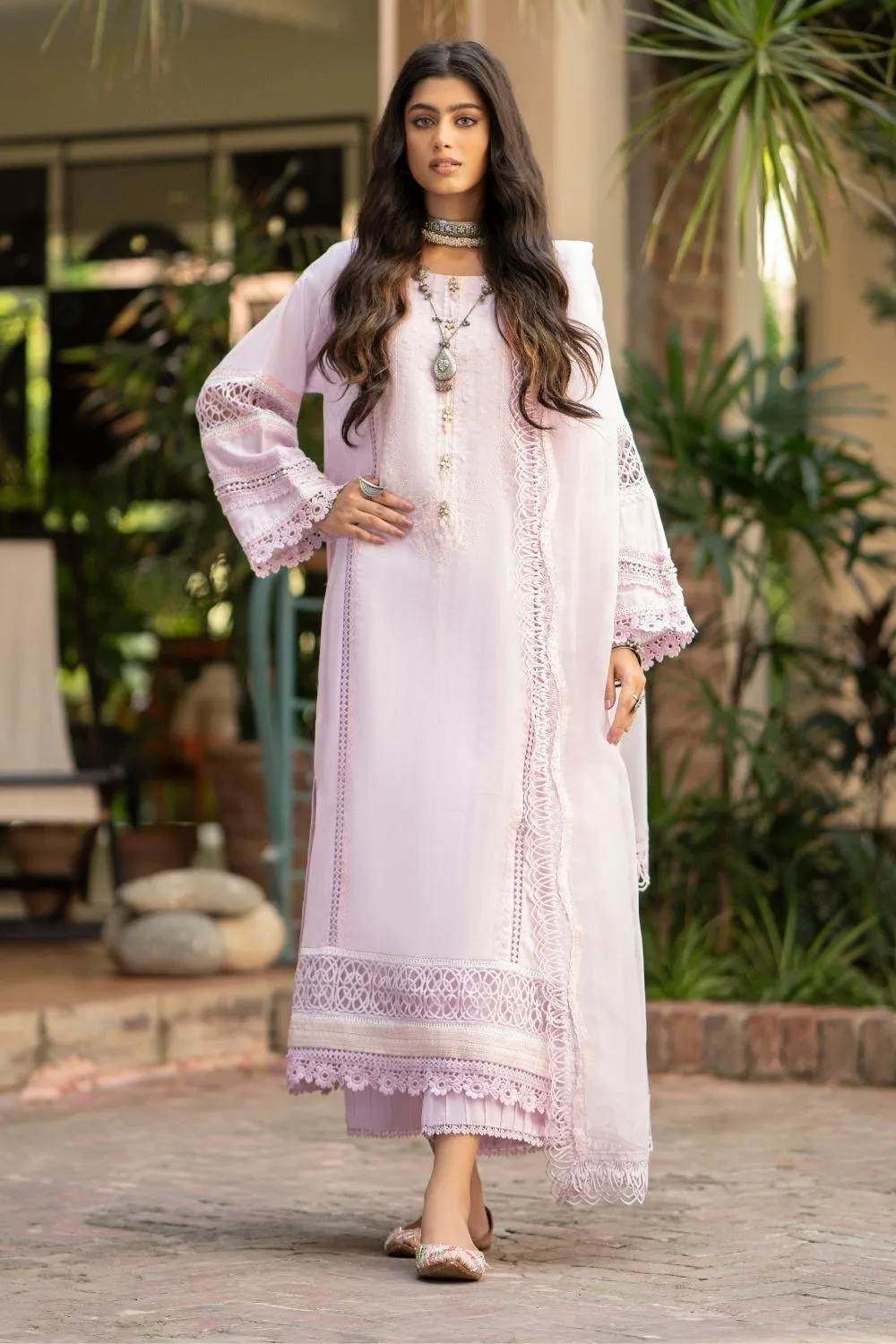 3PC Unstitched | Embroidered  Jacquard Shirt   Organza Dupatta   Trouser