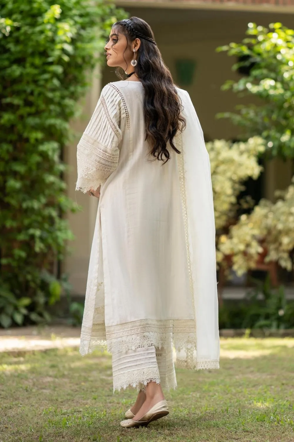 3PC Unstitched | Embroidered  Jacquard Shirt   Organza Dupatta   Trouser