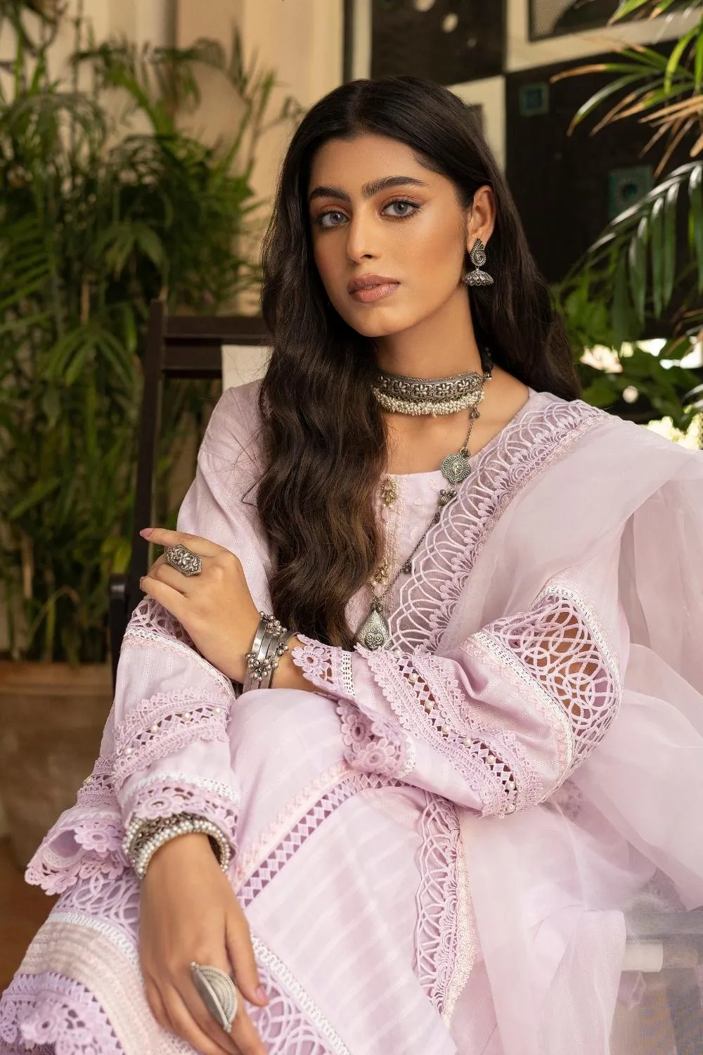 3PC Unstitched | Embroidered  Jacquard Shirt   Organza Dupatta   Trouser
