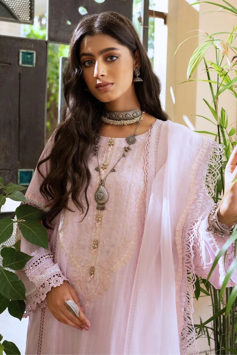 3PC Unstitched | Embroidered  Jacquard Shirt   Organza Dupatta   Trouser