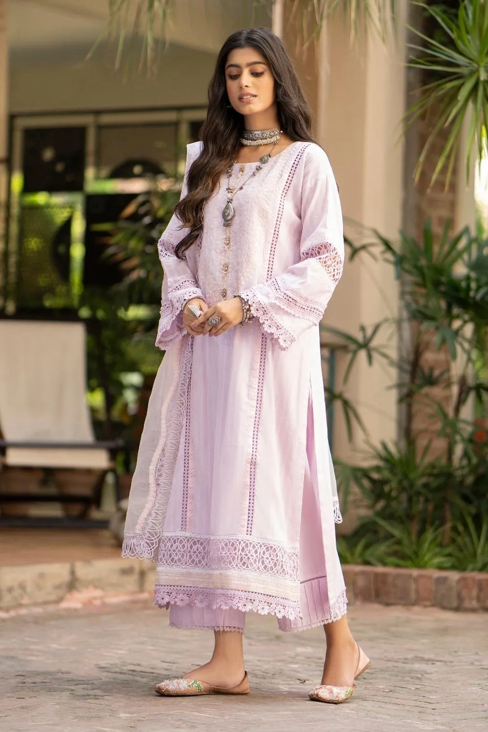 3PC Unstitched | Embroidered  Jacquard Shirt   Organza Dupatta   Trouser
