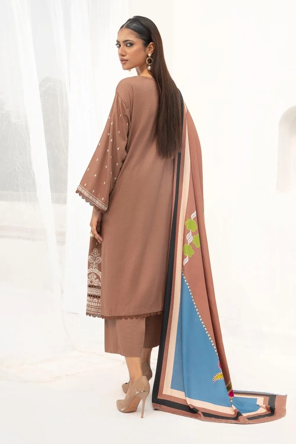 3PC Unstitched | Embroidered Khaddar Suit