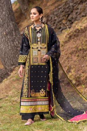 3PC Unstitched | Embroidered Lawn Suit | Organza Dupatta