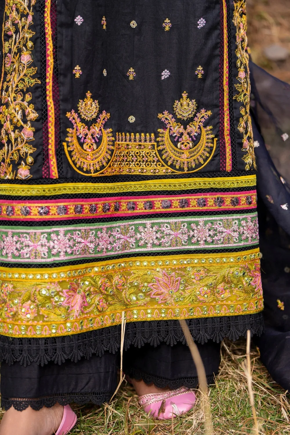 3PC Unstitched | Embroidered Lawn Suit | Organza Dupatta