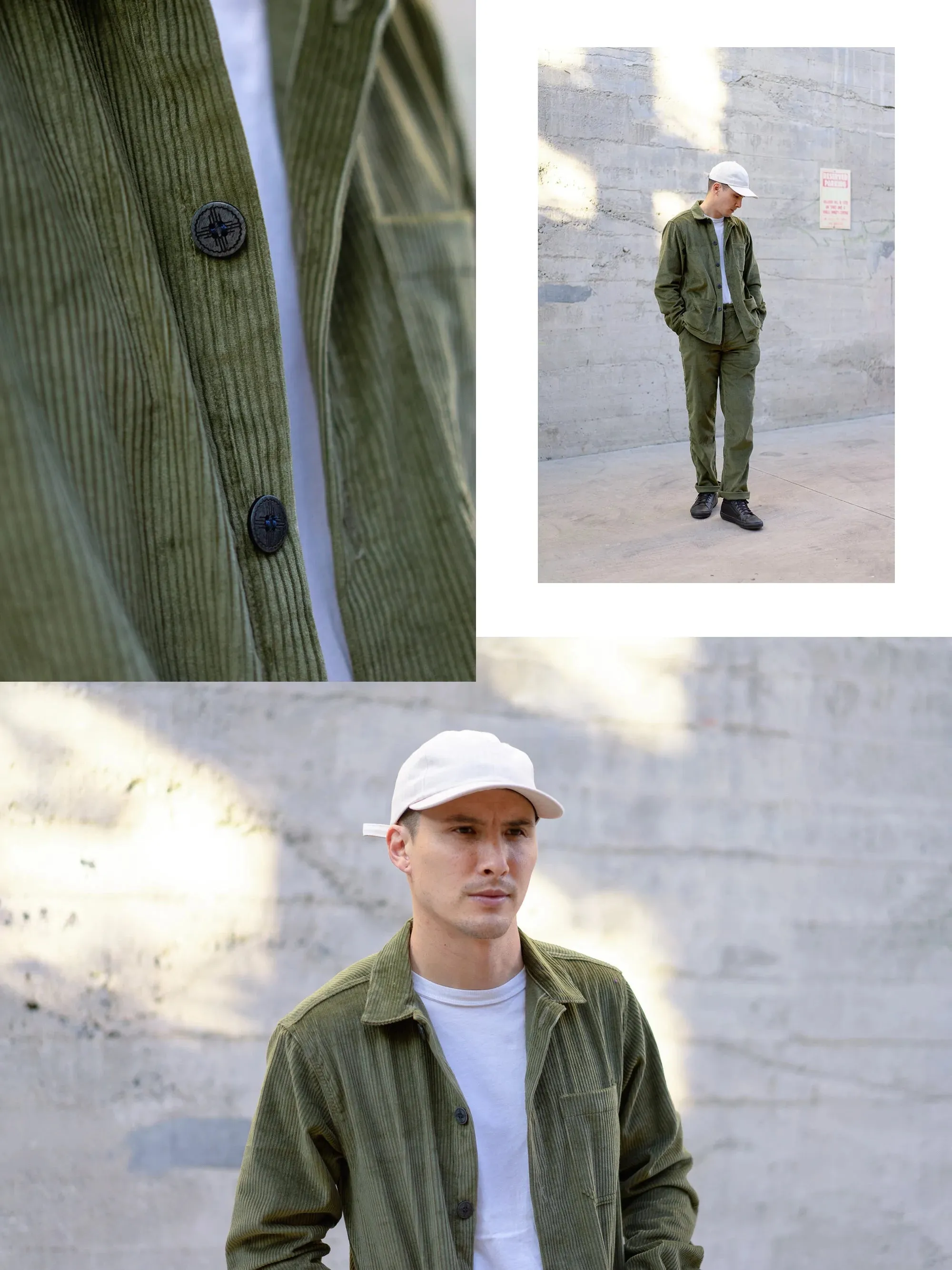 【3sixteen】 Shop Jacket Wide Wale Cord / 燈芯絨工裝外套 綠色