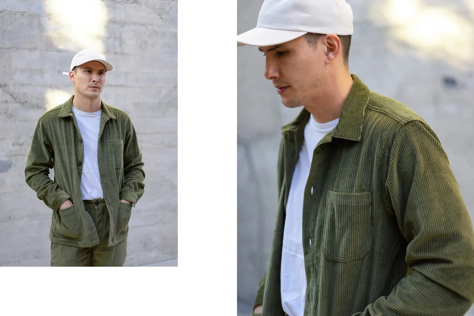 【3sixteen】 Shop Jacket Wide Wale Cord / 燈芯絨工裝外套 綠色