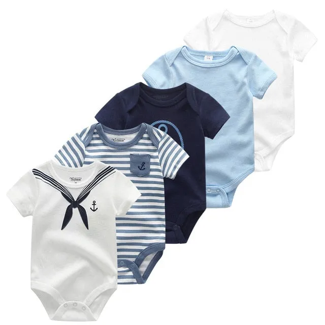 5 Piece Baby Boy Girl Cotton Body Shirt Romper