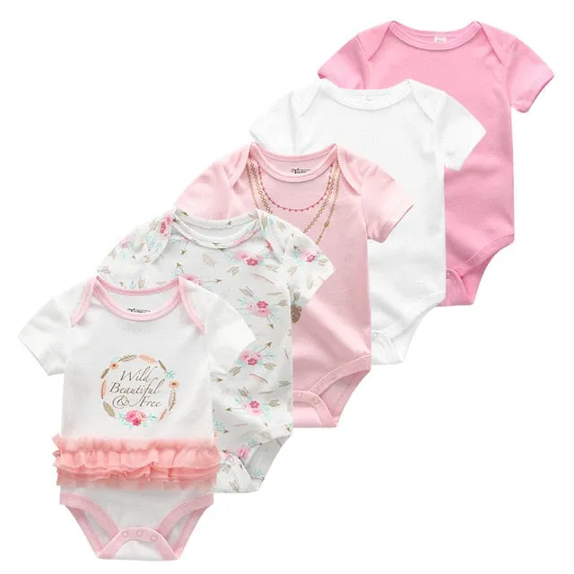 5 Piece Baby Boy Girl Cotton Body Shirt Romper