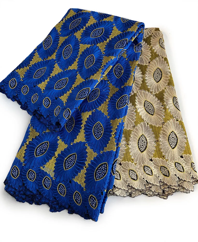 5 yards Heavy Rich Austria lace Highest Quality African gold Lurex Handcut cotton fabric Ghana traditional Couple Celebrant wear