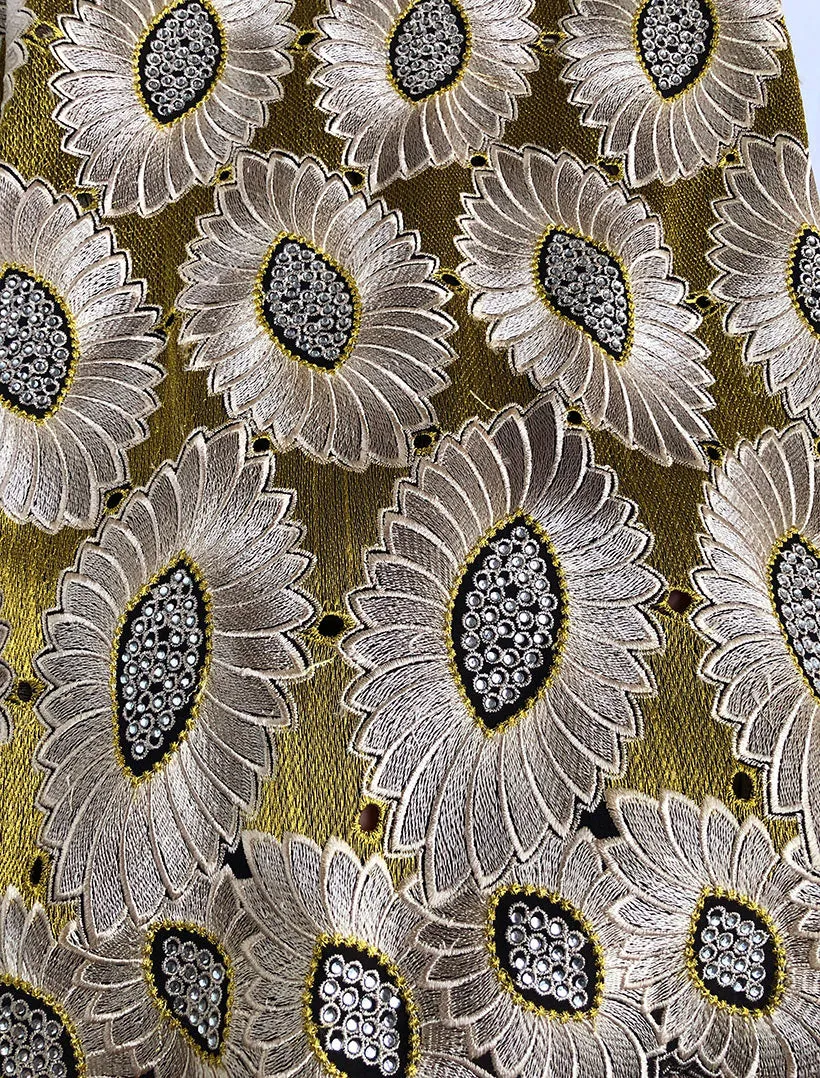 5 yards Heavy Rich Austria lace Highest Quality African gold Lurex Handcut cotton fabric Ghana traditional Couple Celebrant wear