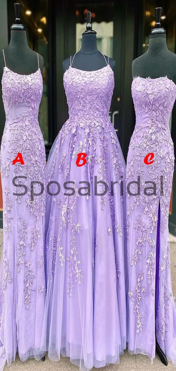 A-line Mermaid Purple Lace Straps Modest Prom Dresses PD2137