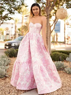 A-line Sweetheart Floral Printed Long Prom Dresses