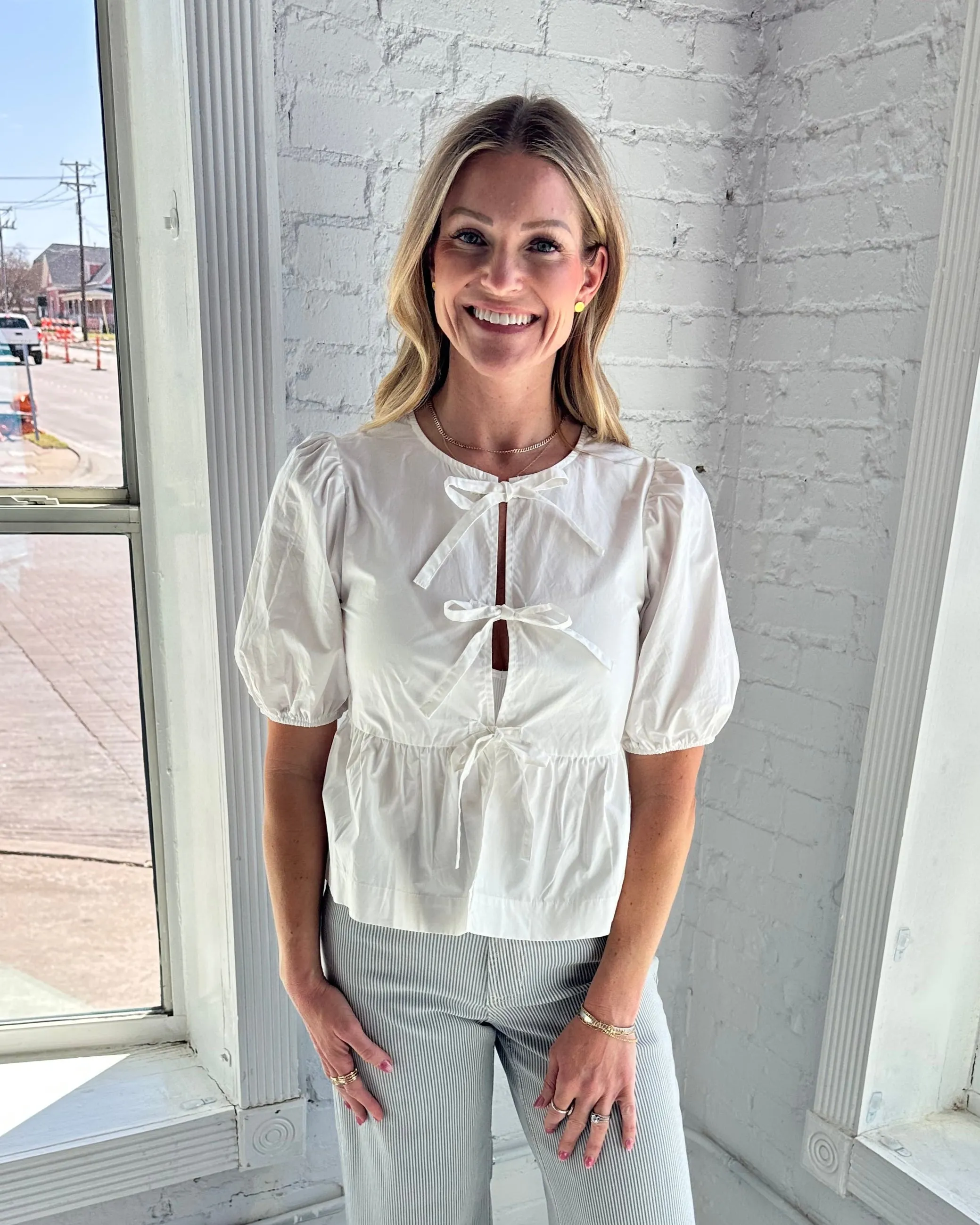 Abbey Front Bow Tie Top