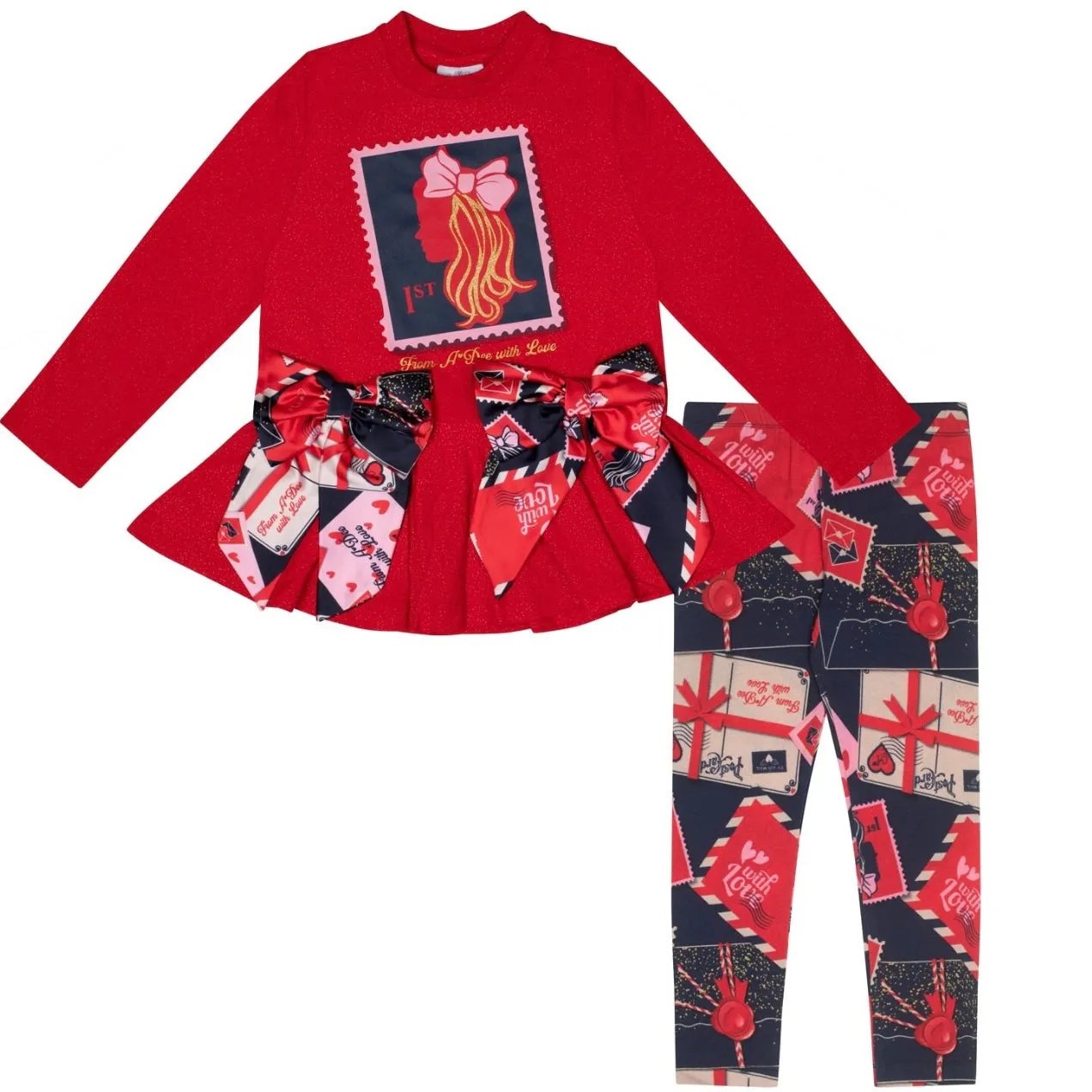 ADee REESE Red Stamp Legging Set W242508