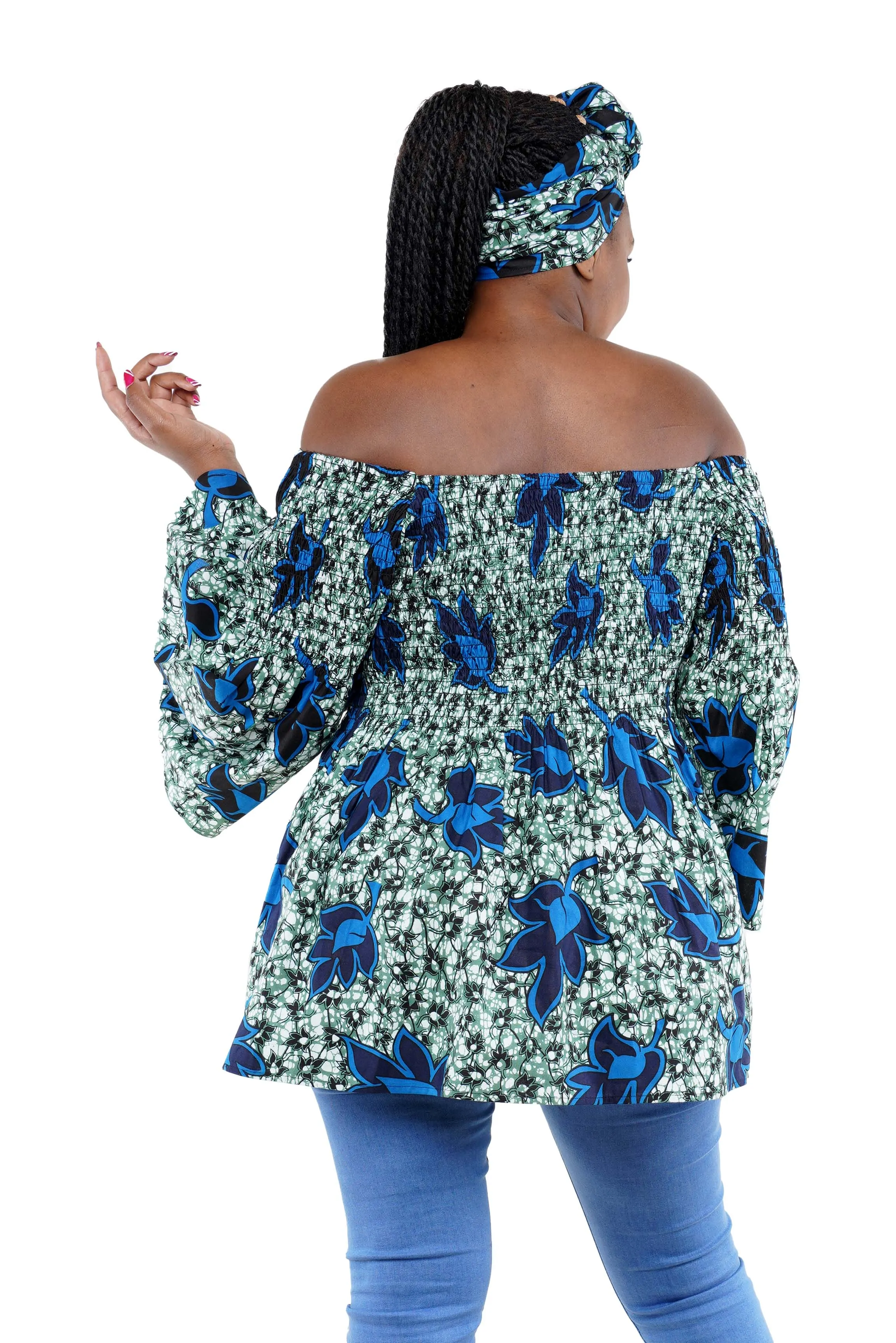 African Smoked Peplum Blouse