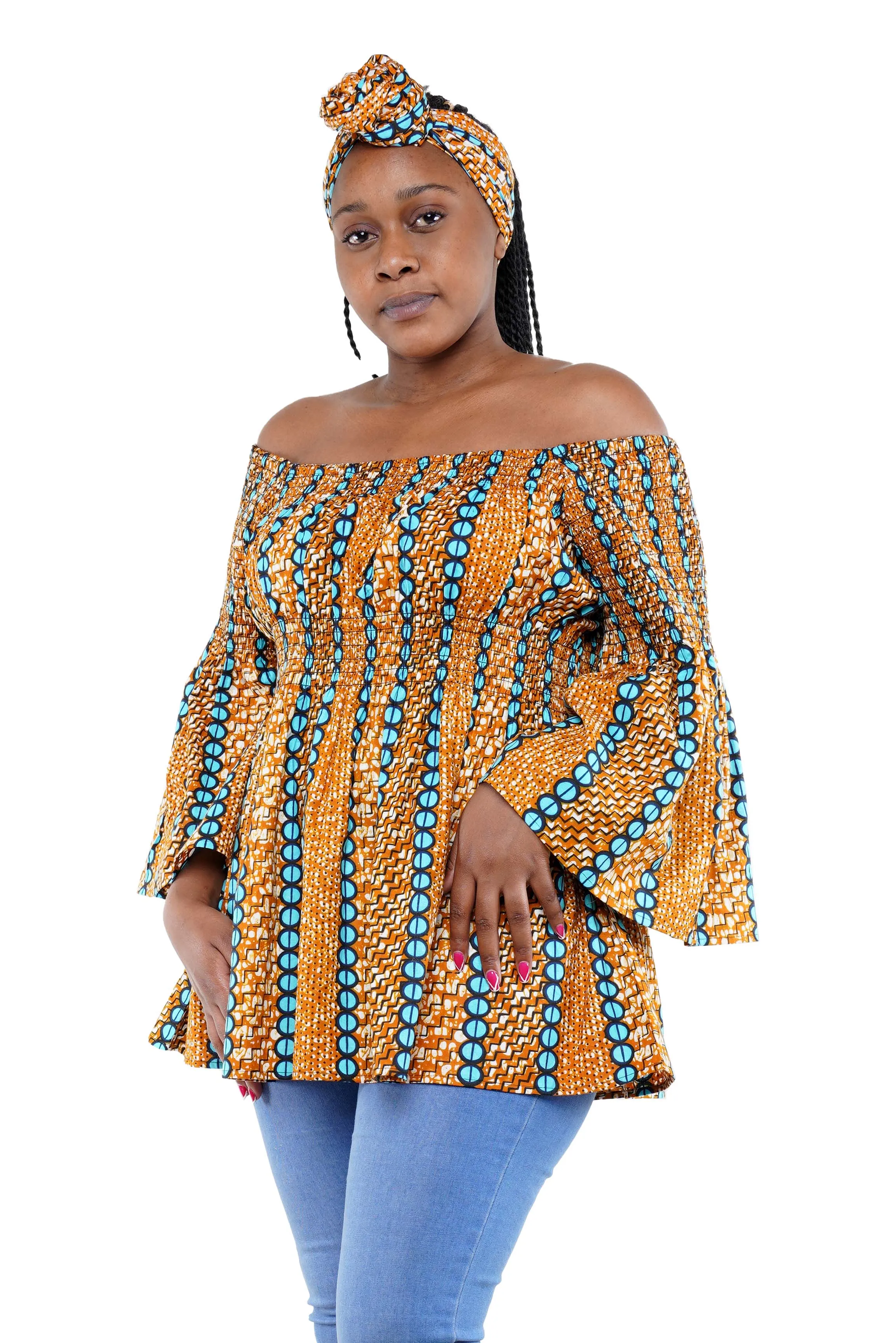 African Smoked Peplum Blouse