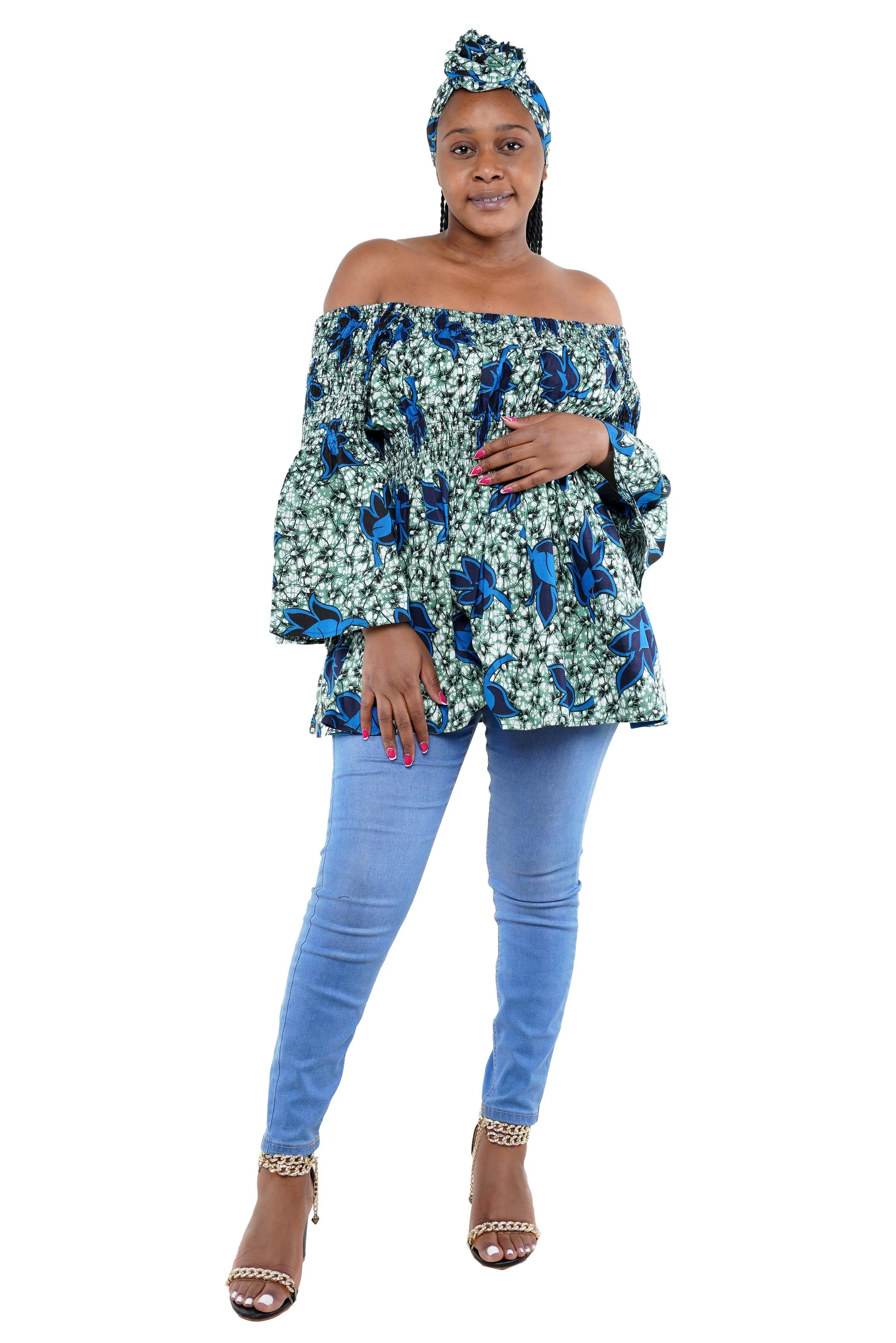 African Smoked Peplum Blouse